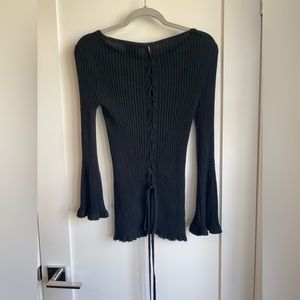 100% Cashmere Lace Up Back Sweater